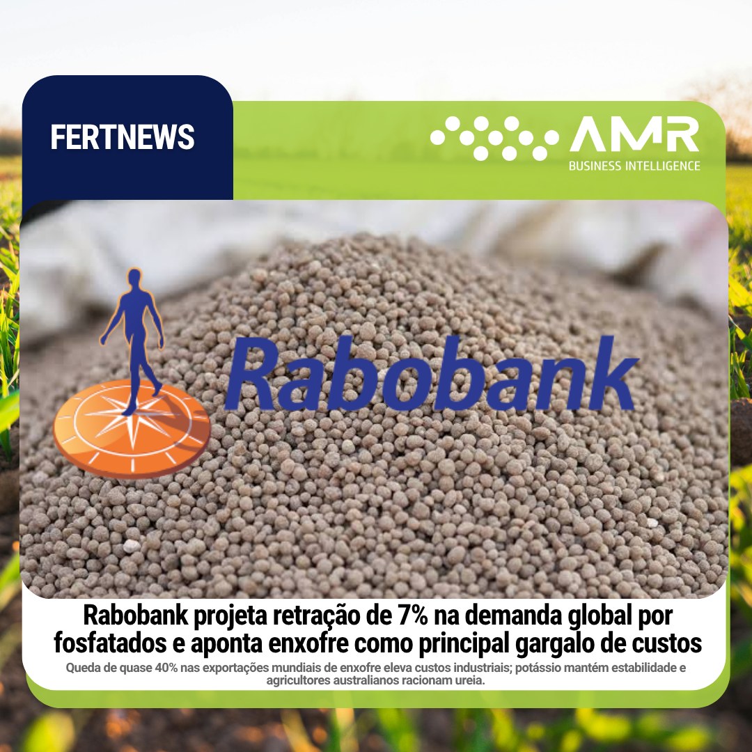 Capa da postagem Rabobank projeta retração de 7% na demanda global por fosfatados e aponta enxofre como principal gargalo de custos