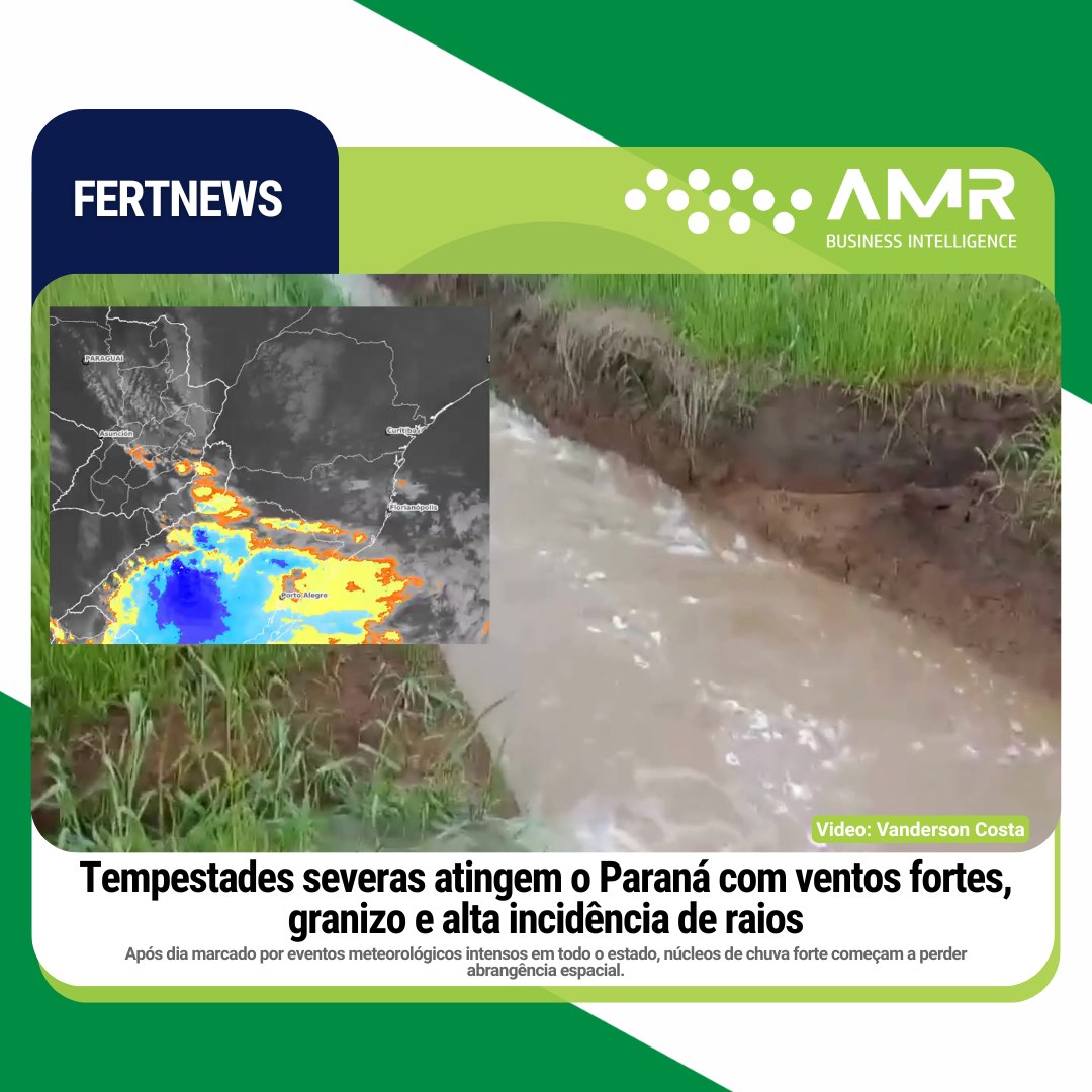 Capa da postagem Tempestades severas atingem o Paraná com ventos fortes, granizo e alta incidência de raios