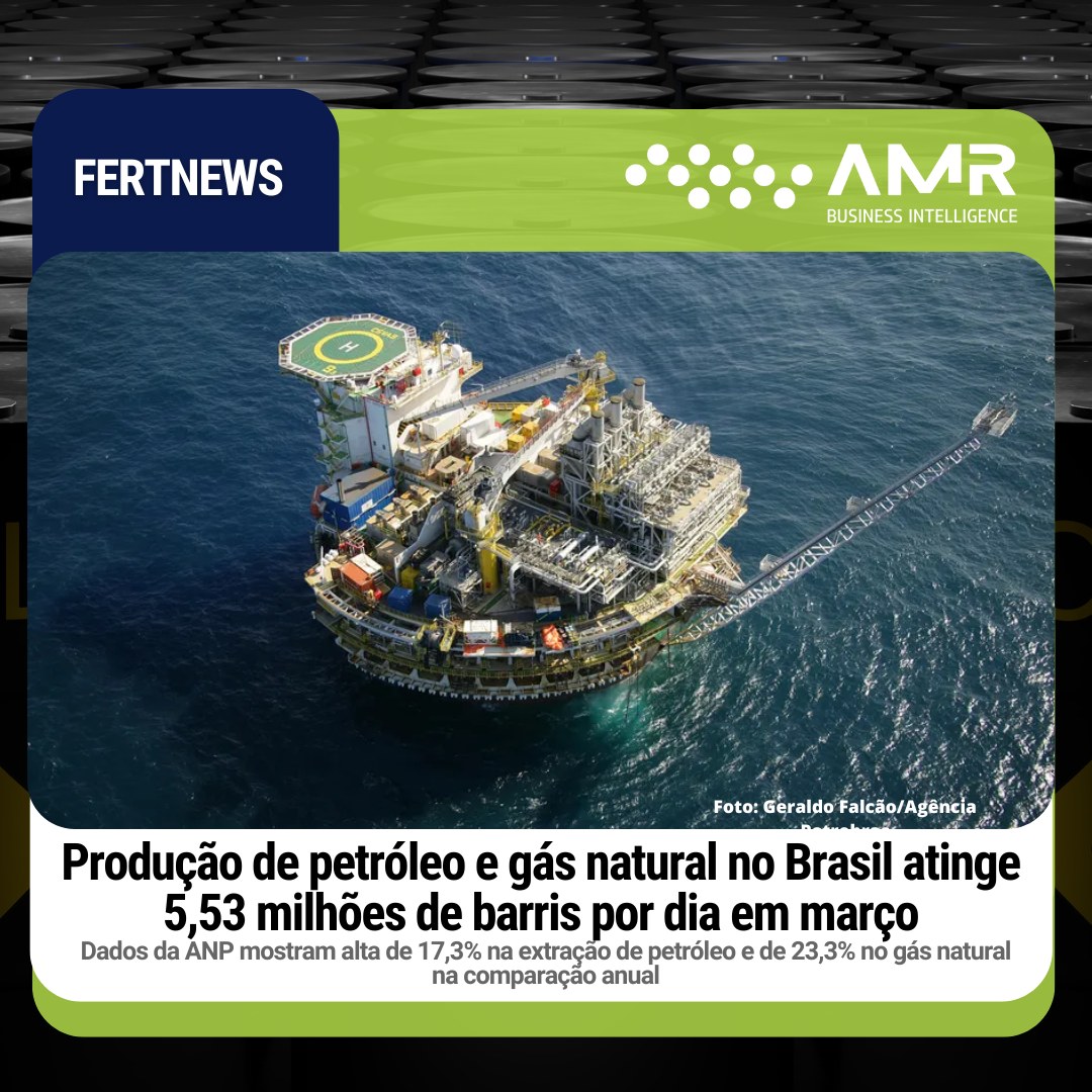 Capa da postagem Produção de petróleo e gás natural no Brasil atinge 5,53 milhões de barris por dia em março