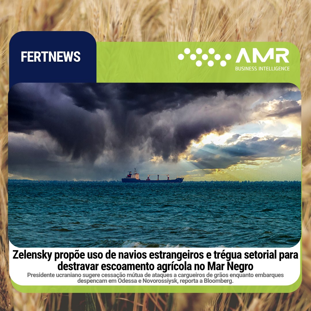 Capa da postagem Zelensky propõe uso de navios estrangeiros e trégua setorial para destravar escoamento agrícola no Mar Negro