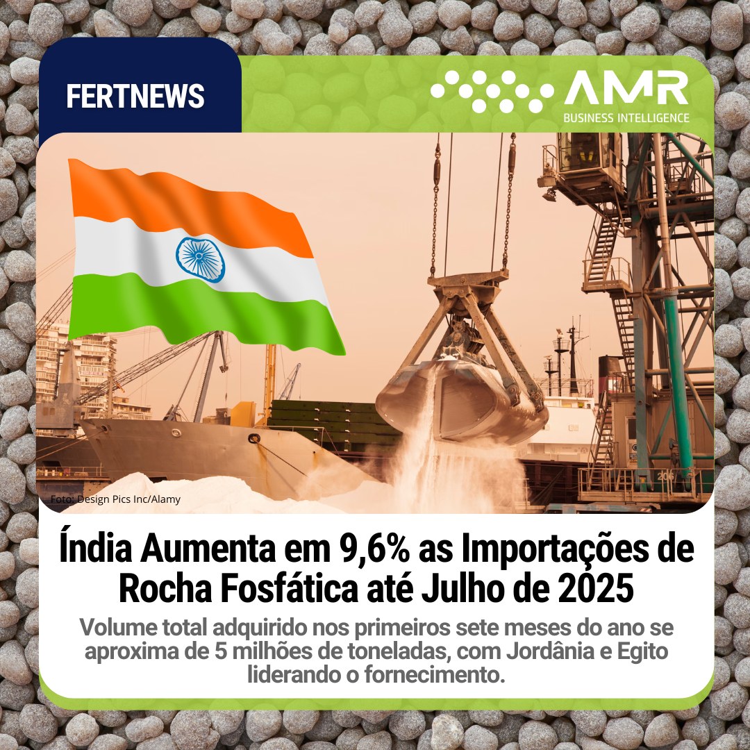 Capa da postagem Índia Aumenta em 9,6% as Importações de Rocha Fosfática até Julho de 2025