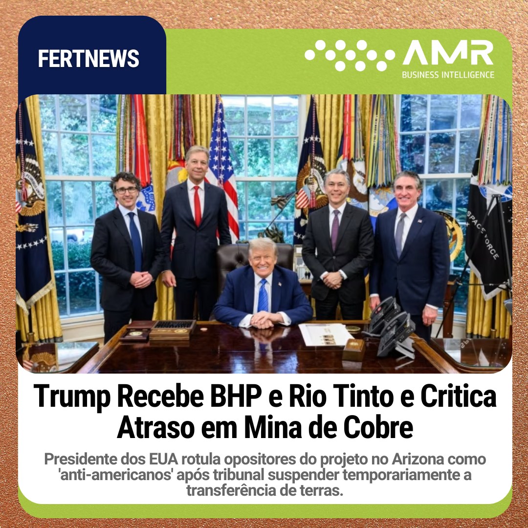 Capa da postagem Trump Recebe BHP e Rio Tinto e Critica Atraso em Mina de Cobre