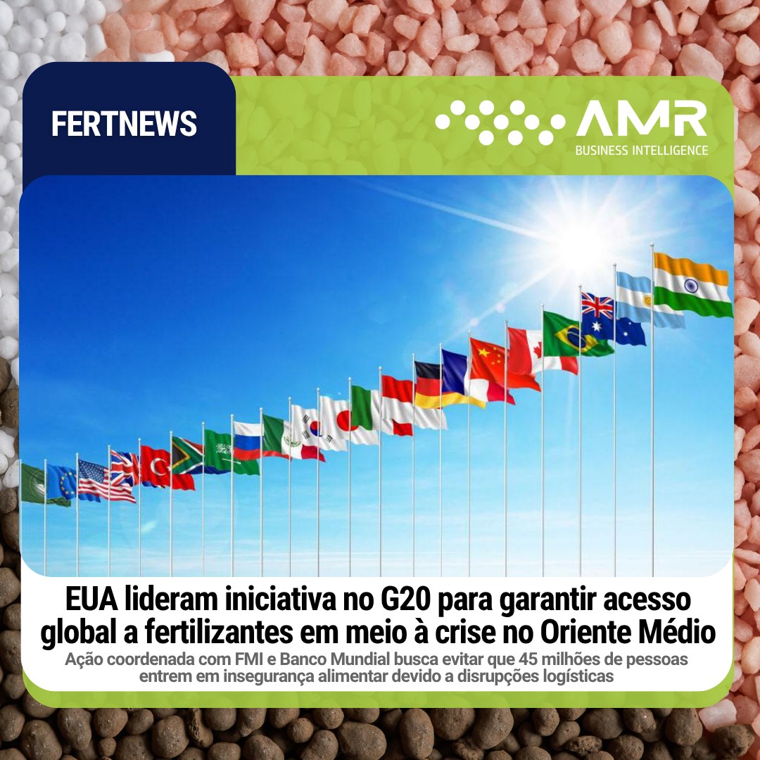 Capa da postagem EUA lideram iniciativa no G20 para garantir acesso global a fertilizantes em meio à crise no Oriente Médio