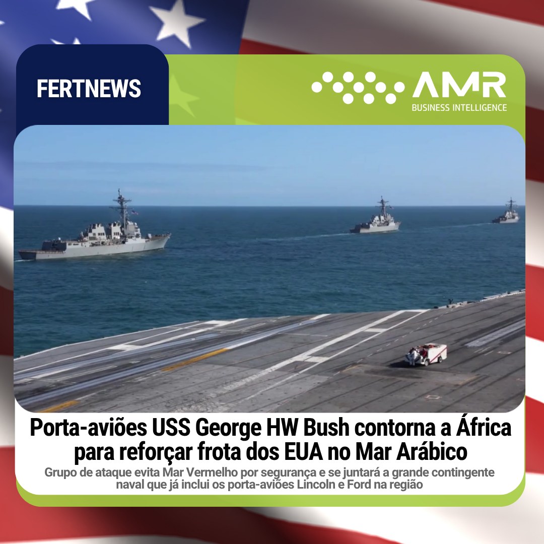 Capa da postagem Porta-aviões USS George HW Bush contorna a África para reforçar frota dos EUA no Mar Arábico