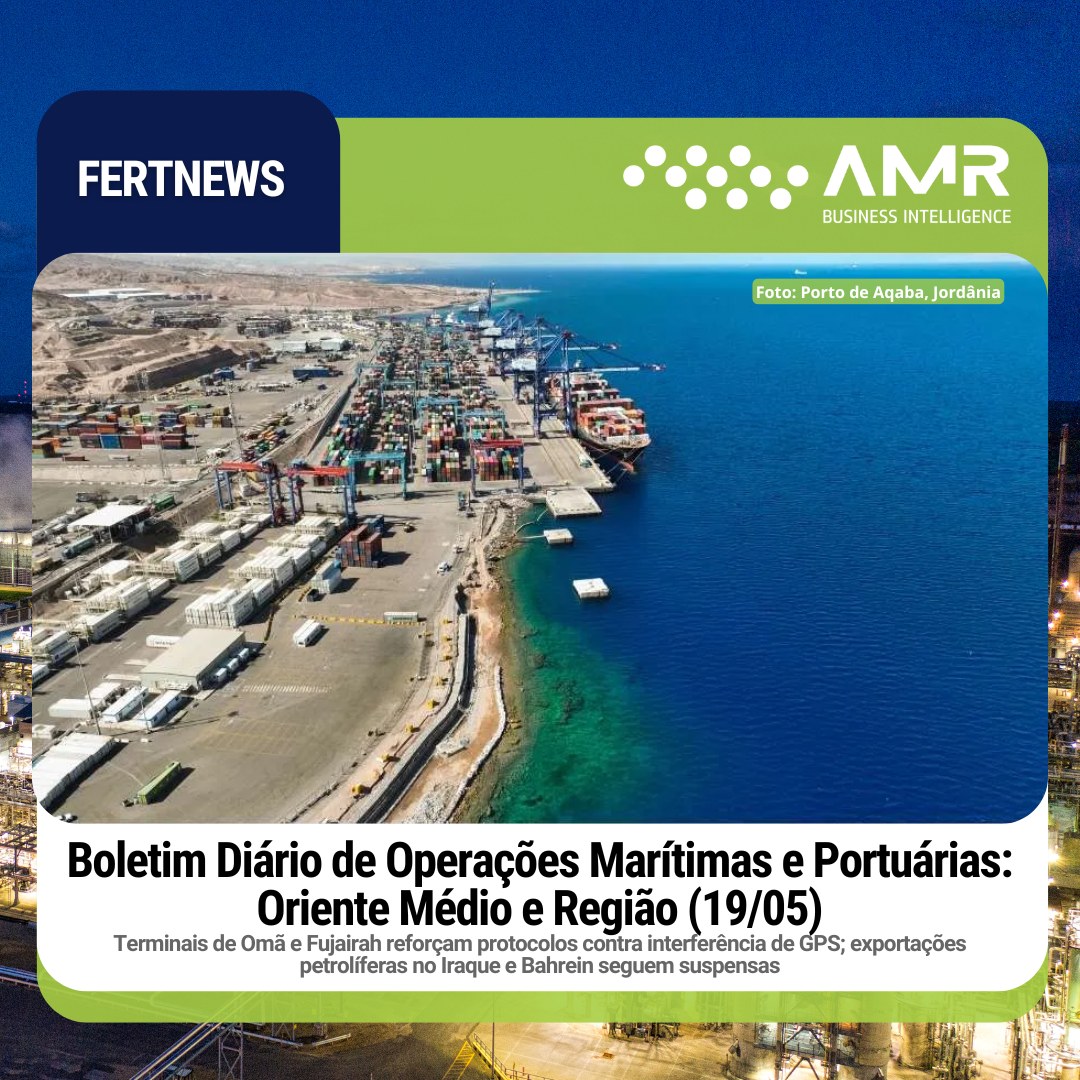 Capa da postagem Boletim Diário de Operações Marítimas e Portuárias: Oriente Médio e Região (19/05)