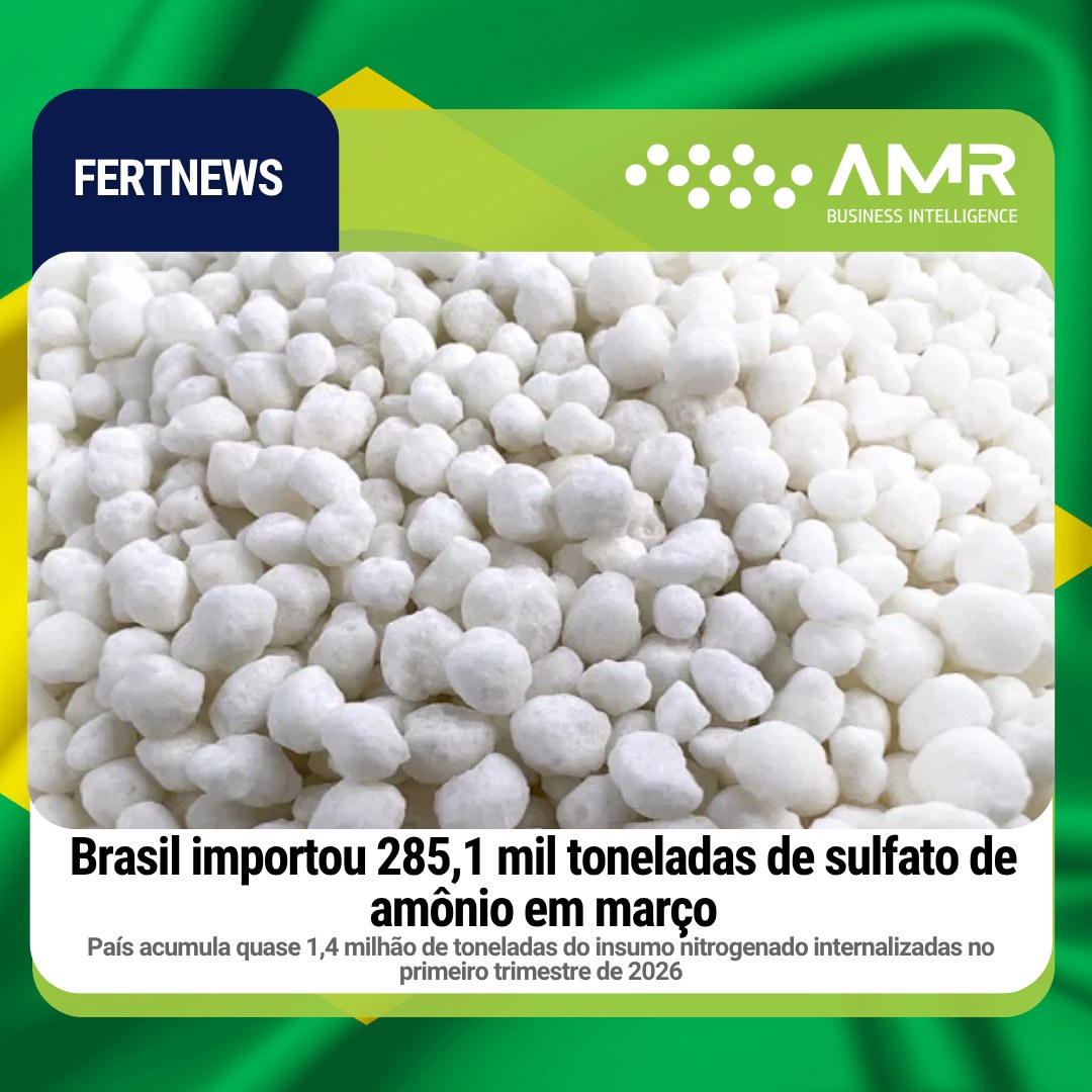 Capa da postagem Brasil importou 285,1 mil toneladas de sulfato de amônio em março