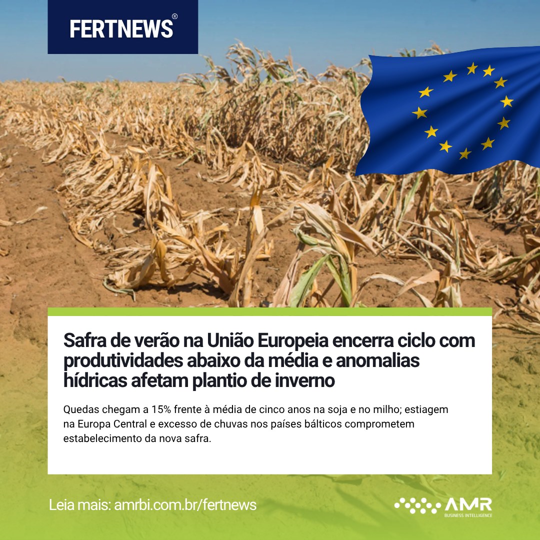 Capa da postagem Safra de verão na União Europeia encerra ciclo com produtividades abaixo da média e anomalias hídricas afetam plantio de inverno