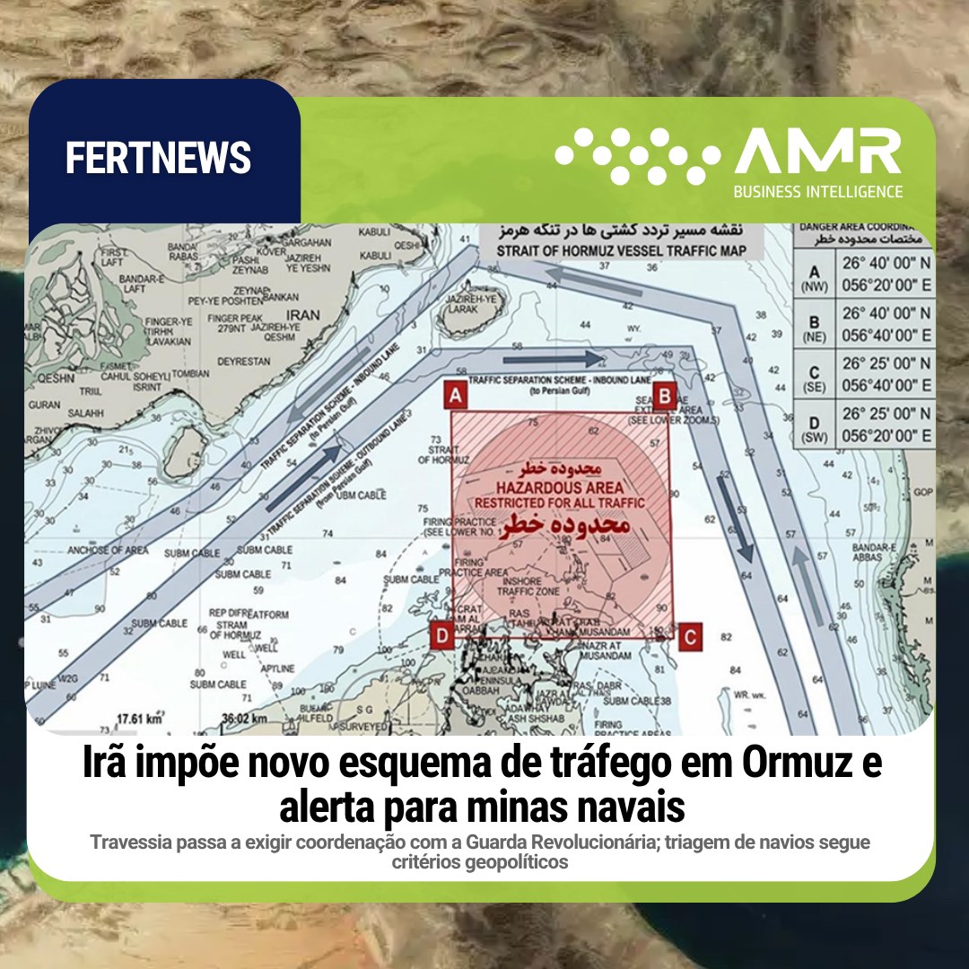 Capa da postagem Irã impõe novo esquema de tráfego em Ormuz e alerta para minas navais