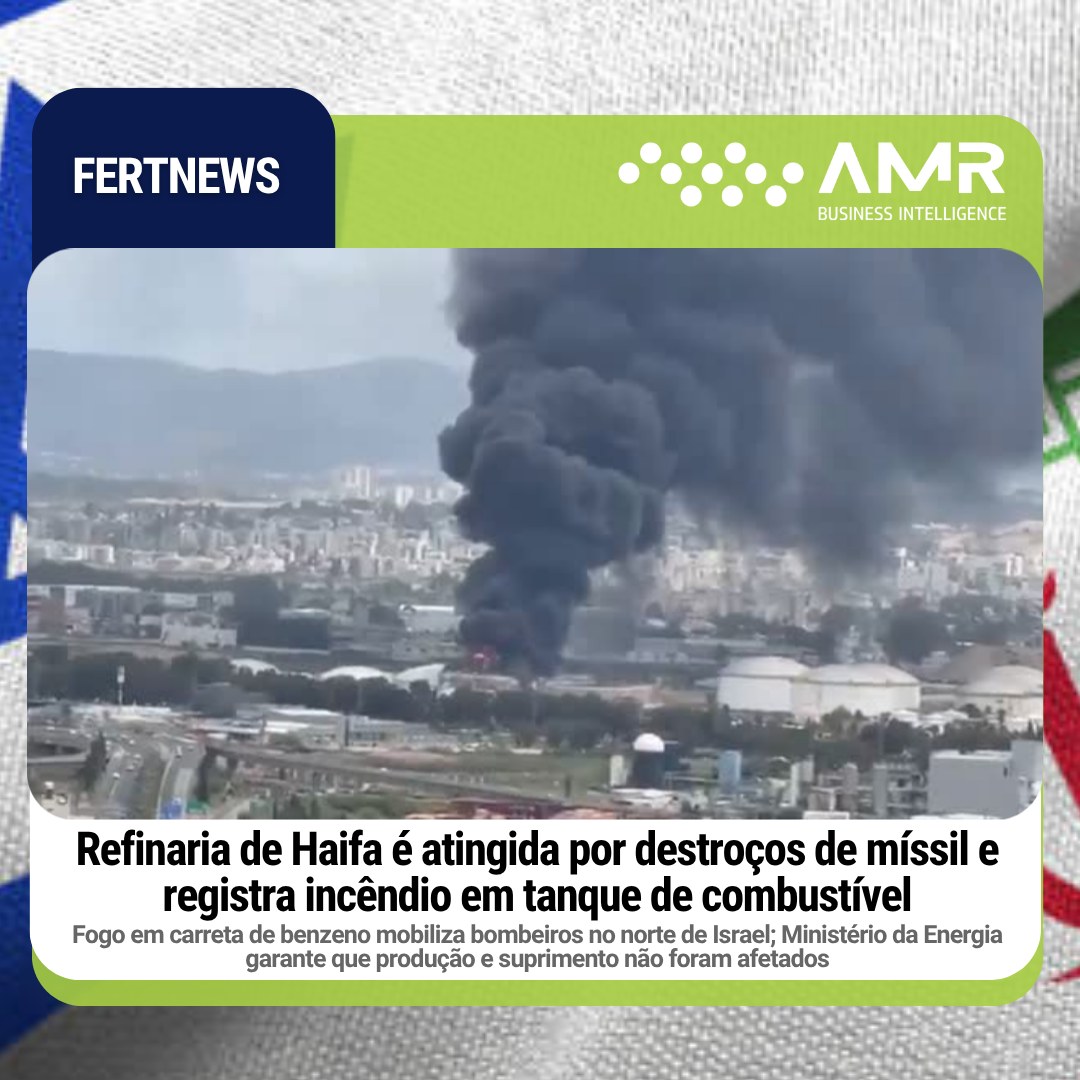 Capa da postagem Refinaria de Haifa é atingida por destroços de míssil e registra incêndio em tanque de combustível