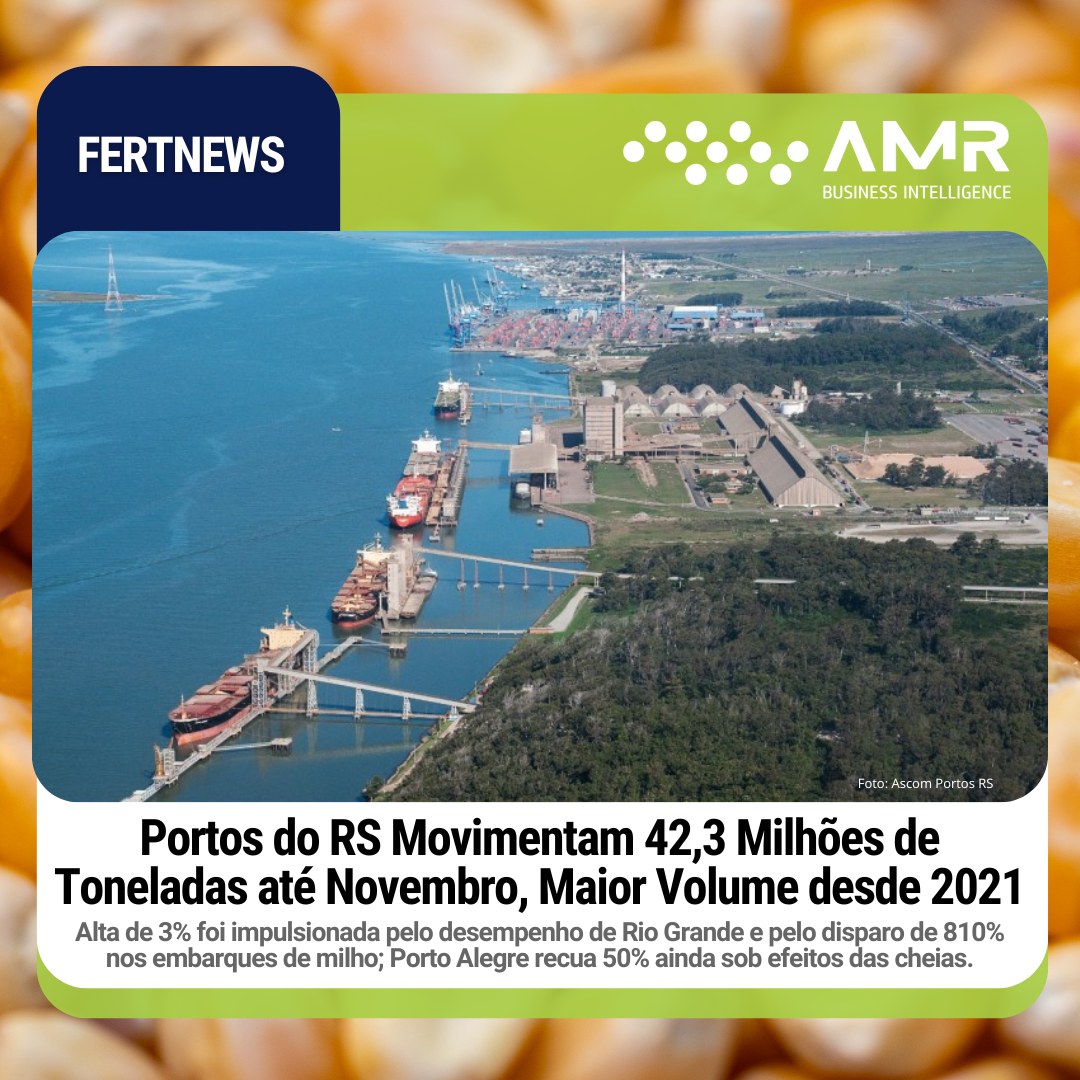 Capa da postagem Portos do RS Movimentam 42,3 Milhões de Toneladas até Novembro, Maior Volume desde 2021