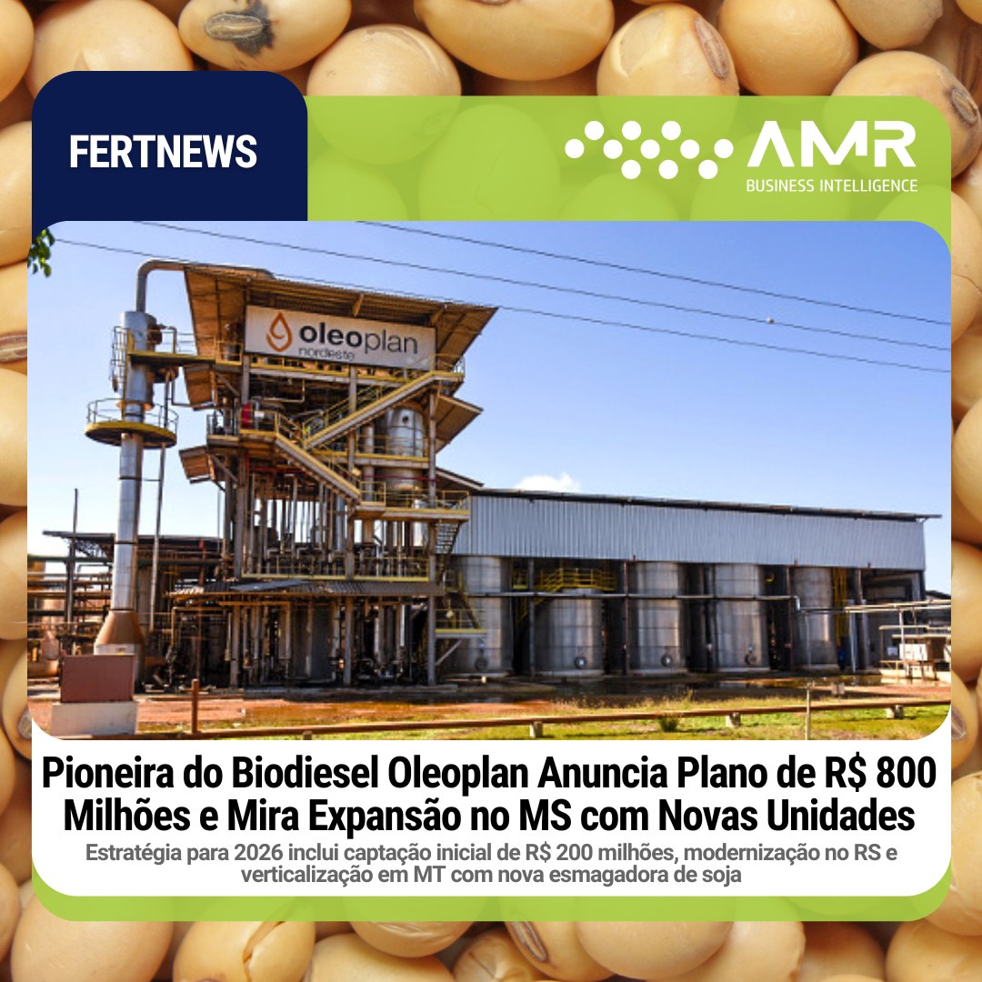 Capa da postagem Pioneira do Biodiesel Oleoplan Anuncia Plano de R$ 800 Milhões e Mira Expansão no MS com Novas Unidades