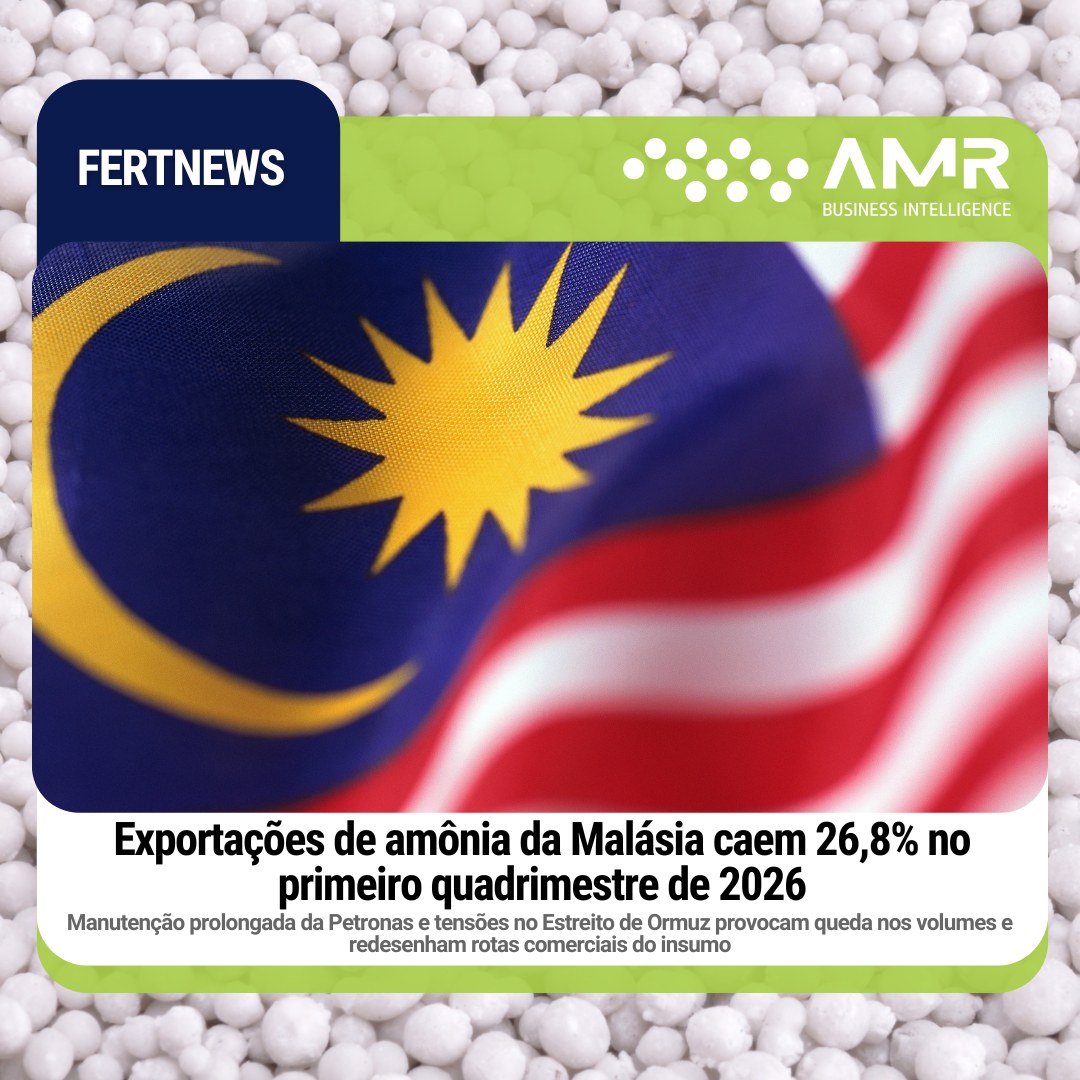 Capa da postagem Exportações de amônia da Malásia caem 26,8% no primeiro quadrimestre de 2026