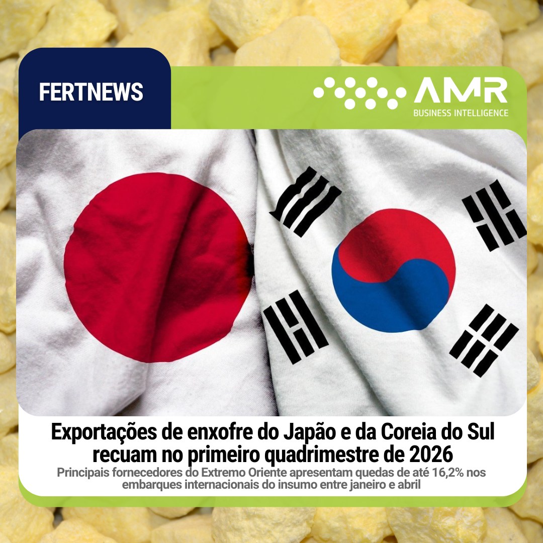 Capa da postagem Exportações de enxofre do Japão e da Coreia do Sul recuam no primeiro quadrimestre de 2026