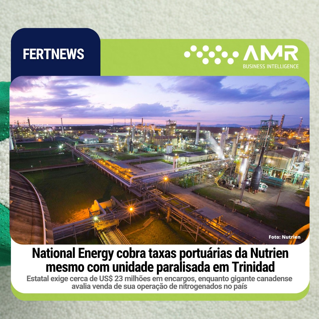 Capa da postagem National Energy cobra taxas portuárias da Nutrien mesmo com unidade paralisada em Trinidad