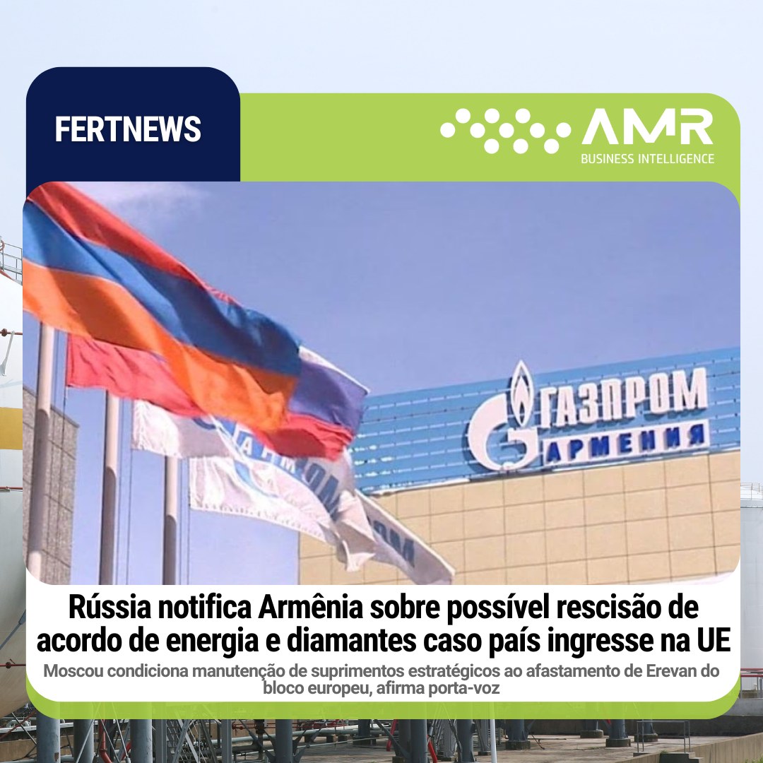 Capa da postagem Rússia notifica Armênia sobre possível rescisão de acordo de energia e diamantes caso país ingresse na UE