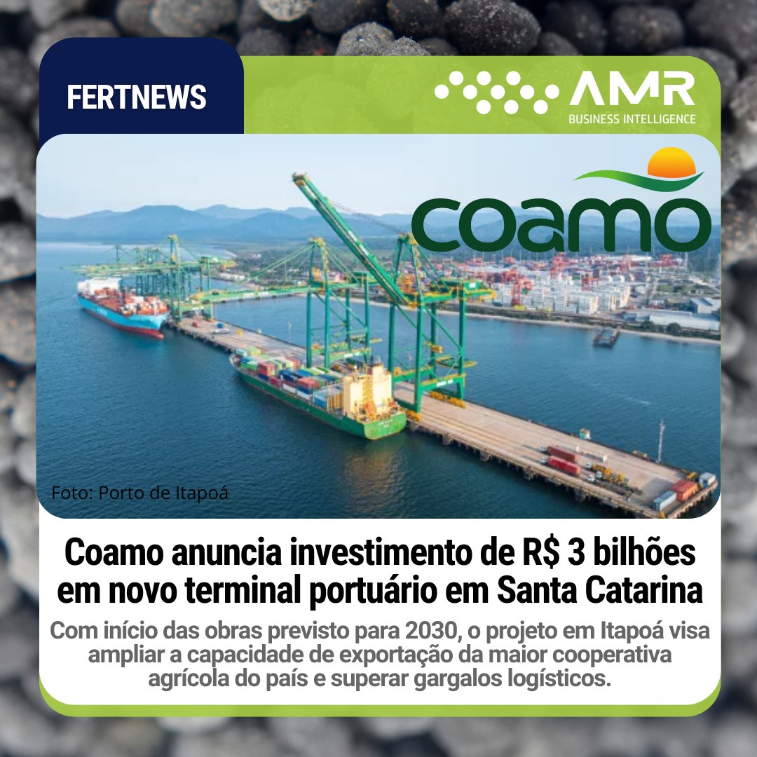 Capa da postagem Coamo anuncia investimento de R$ 3 bilhões em novo terminal portuário em Santa Catarina