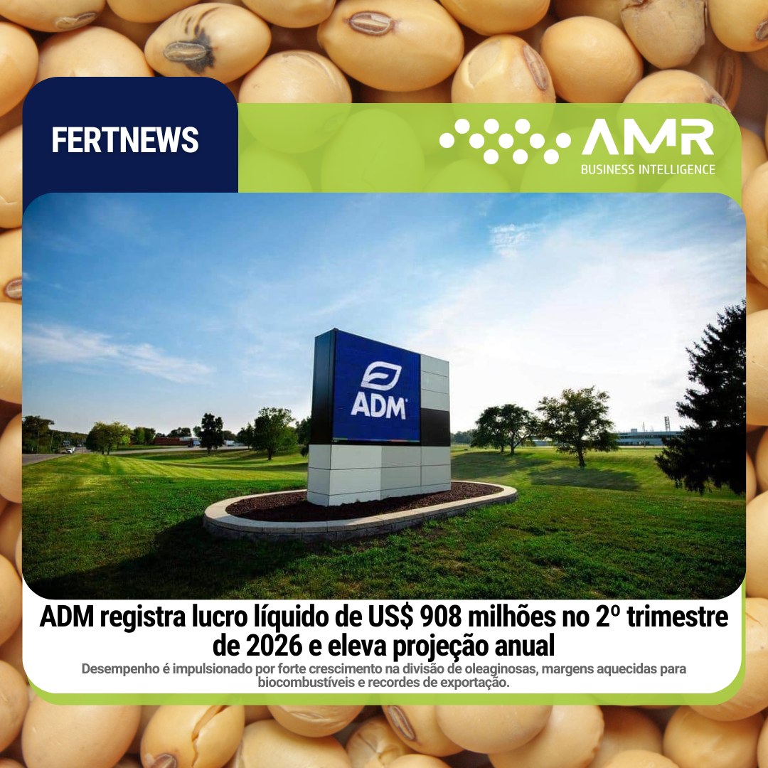 Capa da postagem ADM registra lucro líquido de US$ 908 milhões no 2º trimestre de 2026 e eleva projeção anual