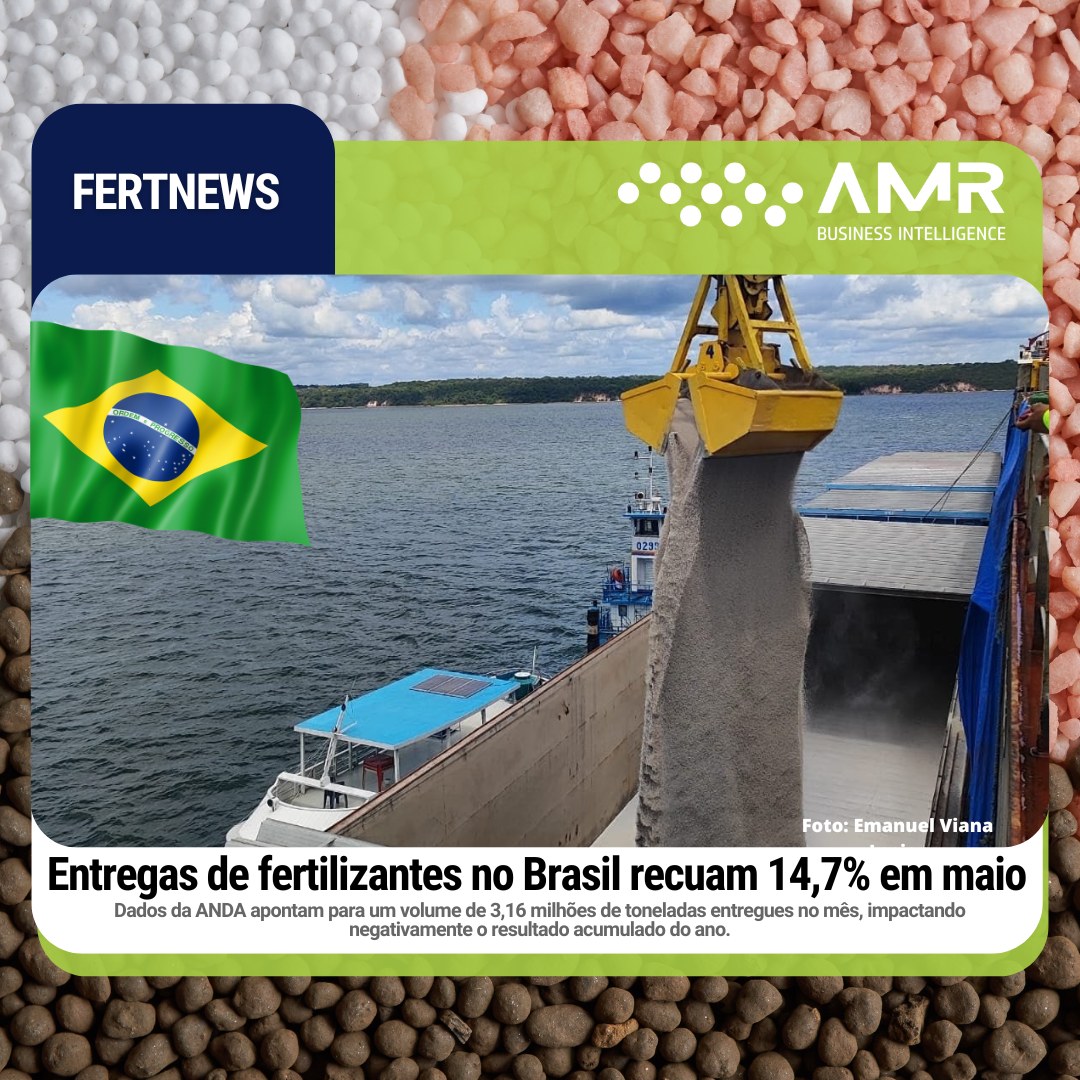 Capa da postagem Entregas de fertilizantes no Brasil recuam 14,7% em maio