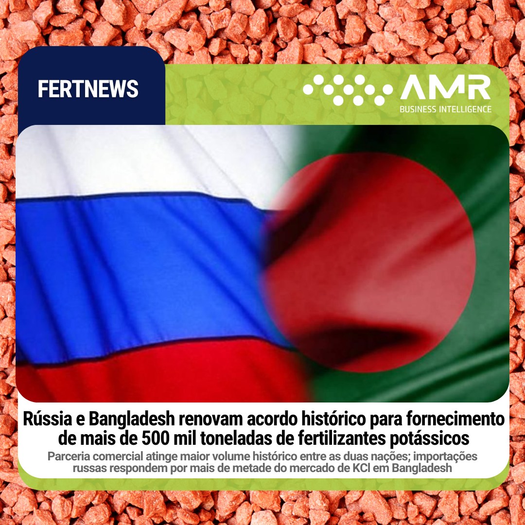Capa da postagem Rússia e Bangladesh renovam acordo histórico para fornecimento de mais de 500 mil toneladas de fertilizantes potássicos
