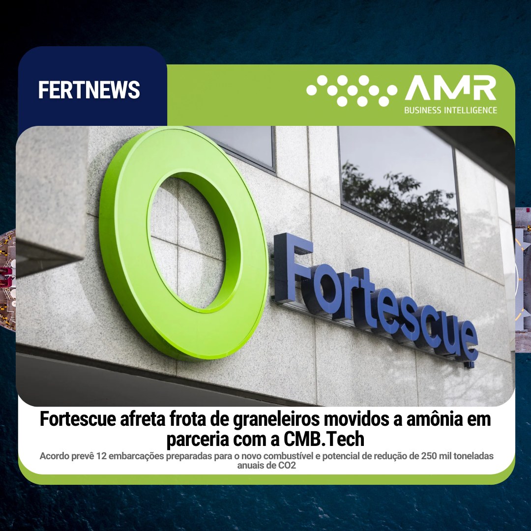 Capa da postagem Fortescue afreta frota de graneleiros movidos a amônia em parceria com a CMB.Tech
