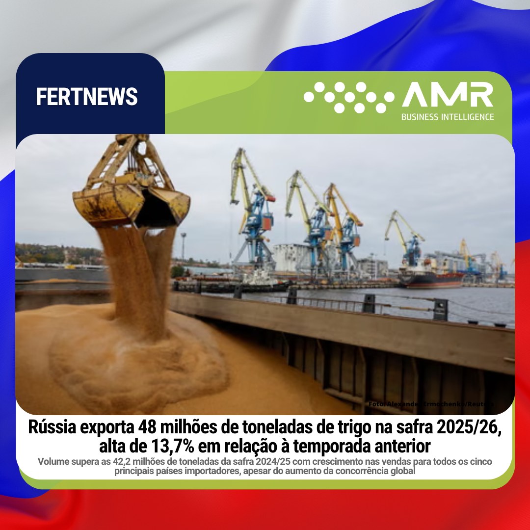 Capa da postagem Rússia exporta 48 milhões de toneladas de trigo na safra 2025/26, alta de 13,7% em relação à temporada anterior