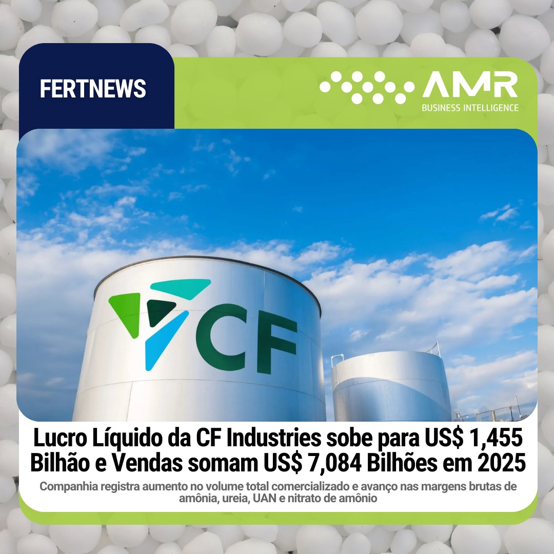 Capa da postagem Lucro Líquido da CF Industries sobe para US$ 1,455 Bilhão e Vendas somam US$ 7,084 Bilhões em 2025