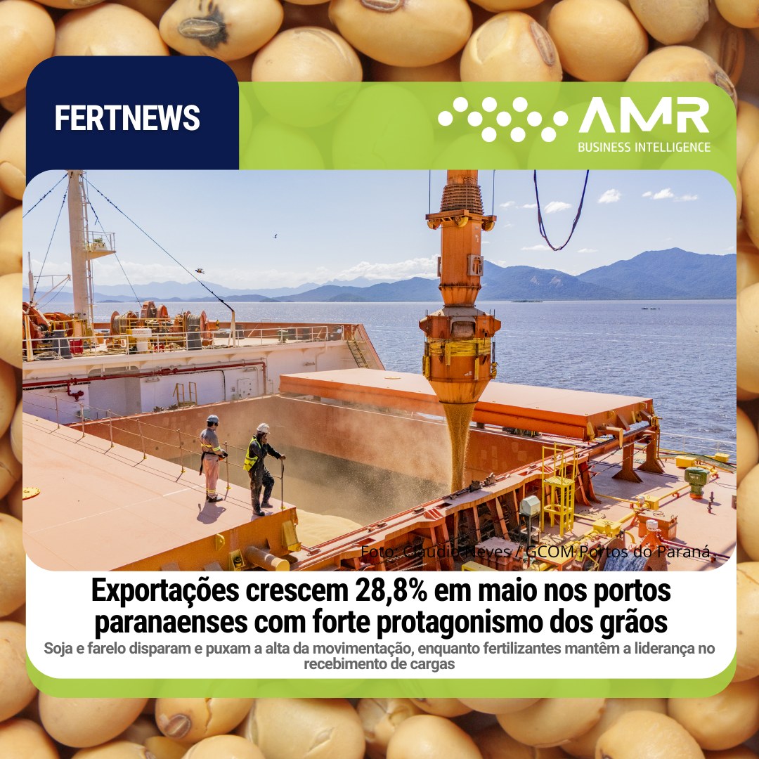 Capa da postagem Exportações crescem 28,8% em maio nos portos paranaenses com forte protagonismo dos grãos