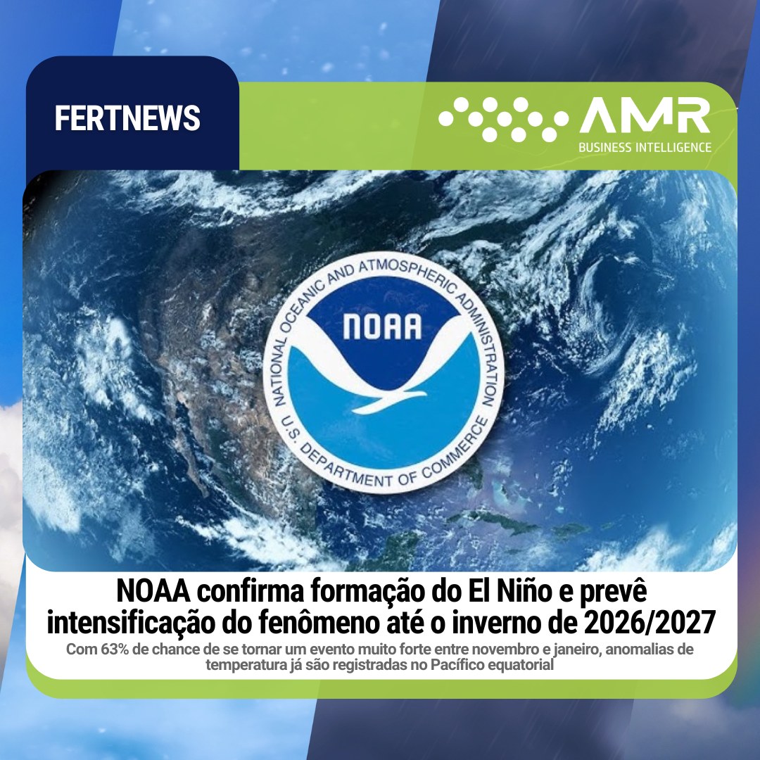 Capa da postagem NOAA confirma formação do El Niño e prevê intensificação do fenômeno até o inverno de 2026/2027