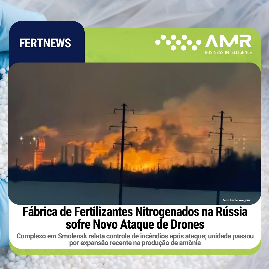 Capa da postagem Fábrica de Fertilizantes Nitrogenados na Rússia sofre Novo Ataque de Drones