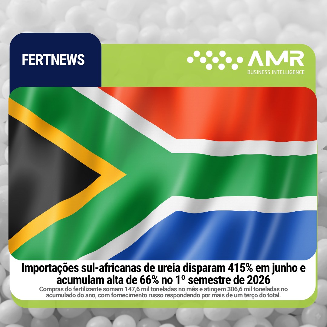Capa da postagem Importações sul-africanas de ureia disparam 415% em junho e acumulam alta de 66% no 1º semestre de 2026