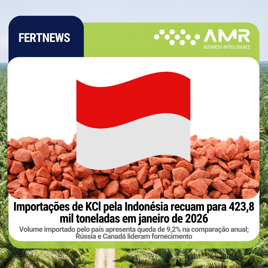 Capa da postagem Importações de KCl pela Indonésia recuam para 423,8 mil toneladas em janeiro de 2026