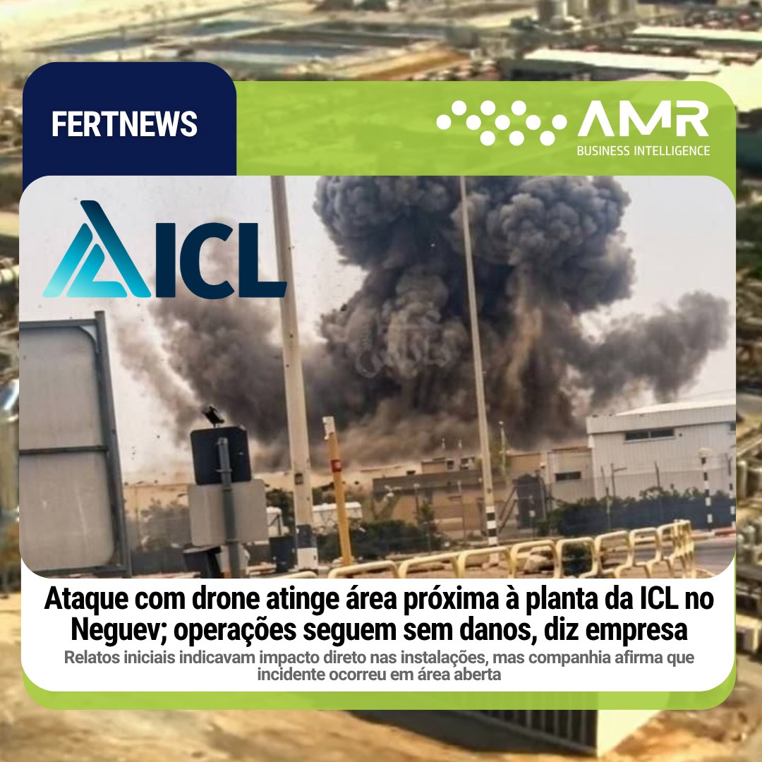 Capa da postagem Ataque com drone atinge área próxima à planta da ICL no Neguev; operações seguem sem danos, diz empresa