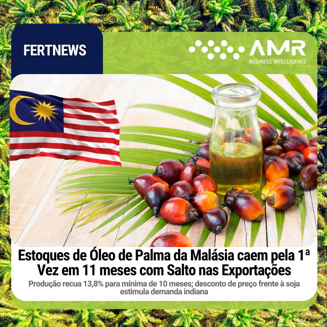 Capa da postagem Estoques de óleo de palma da Malásia caem pela 1ª vez em 11 meses com salto nas exportações