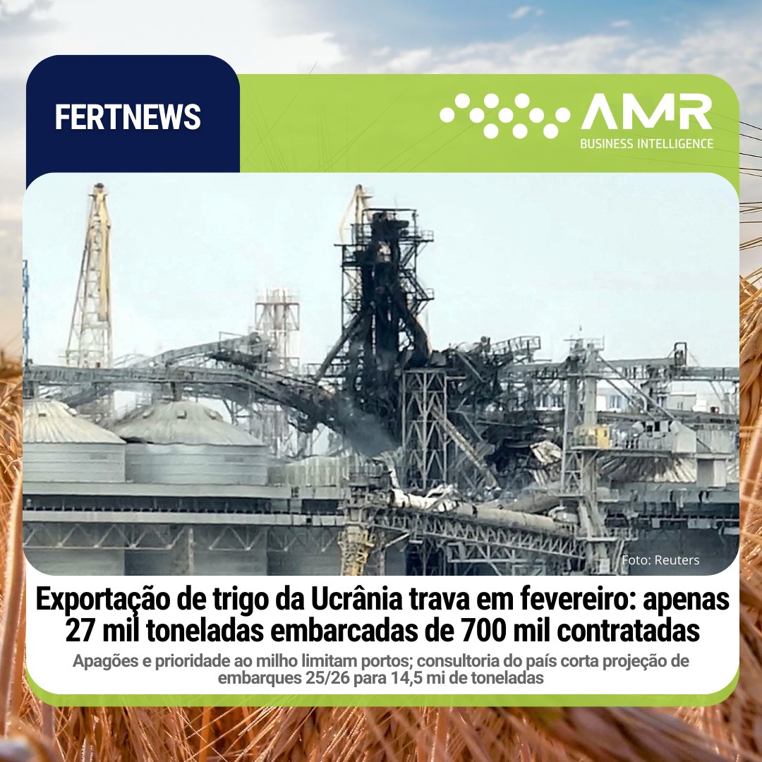 Capa da postagem Exportação de Trigo da Ucrânia trava em Fevereiro: apenas 27 mil toneladas Embarcadas de 700 mil Contratadas