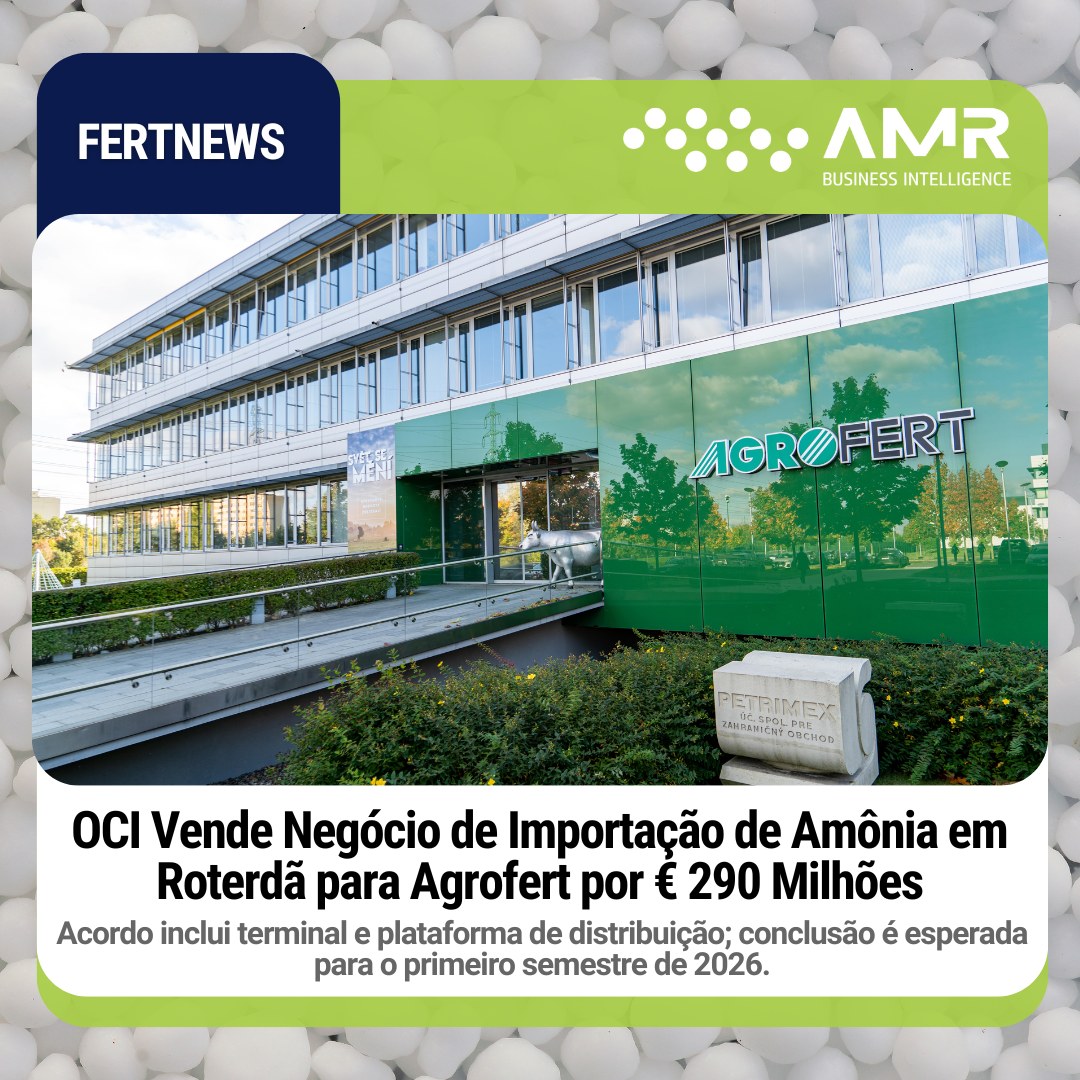 Capa da postagem OCI Vende Negócio de Importação de Amônia em Roterdã para Agrofert por € 290 Milhões