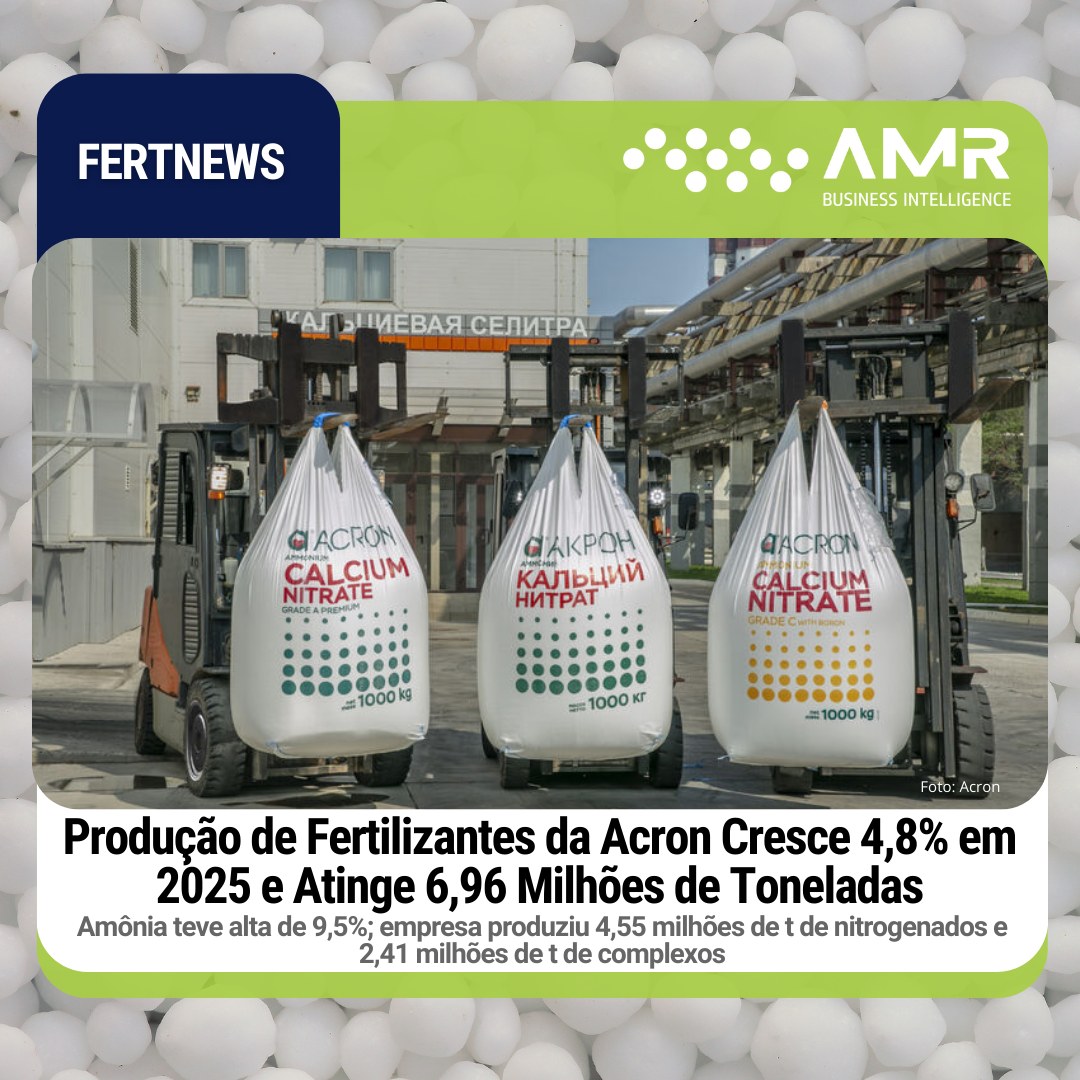 Capa da postagem Produção de Fertilizantes da Acron Cresce 4,8% em 2025 e Atinge 6,96 Milhões de Toneladas