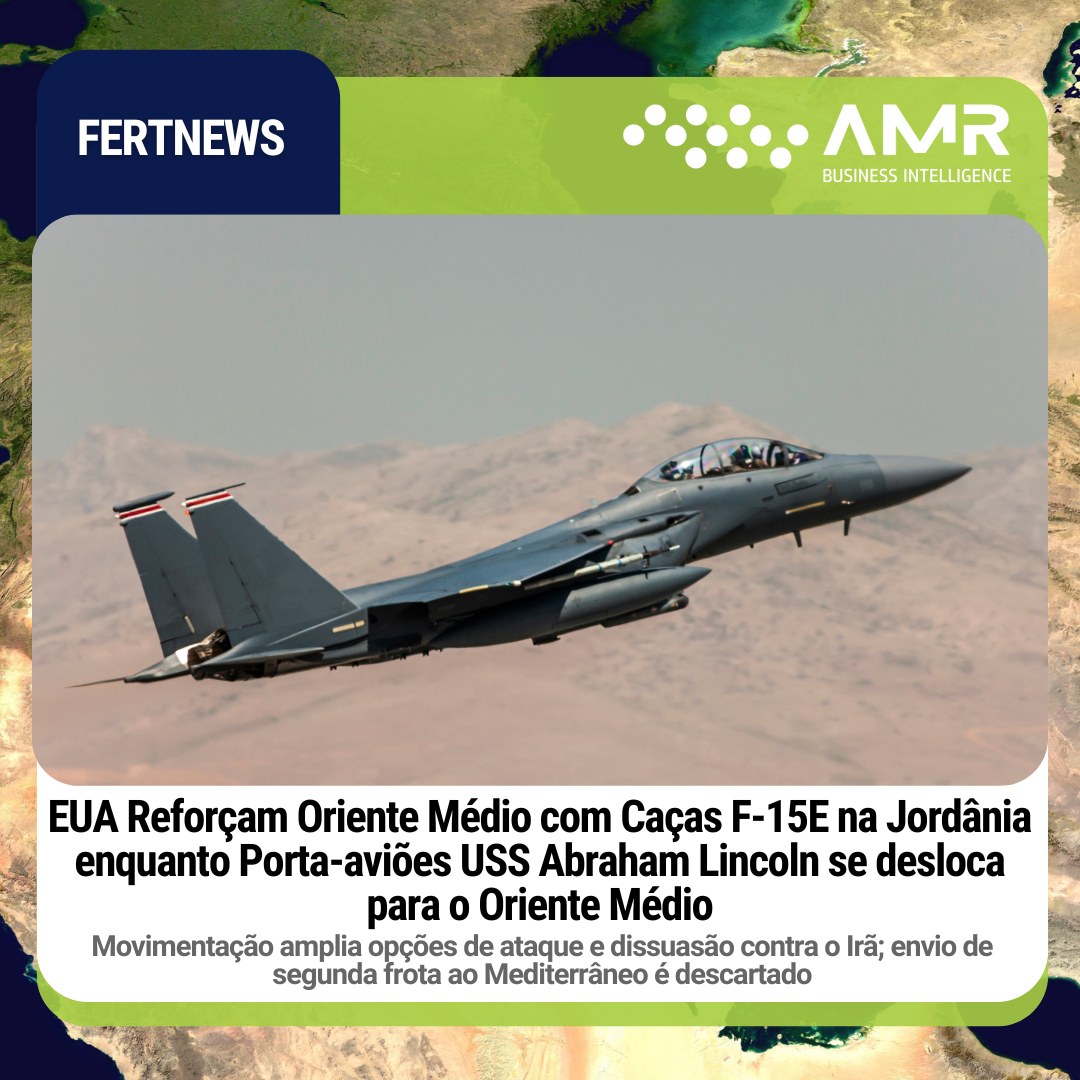 Capa da postagem EUA Reforçam Oriente Médio com Caças F-15E na Jordânia enquanto Porta-aviões USS Abraham Lincoln se desloca para o Oriente Médio