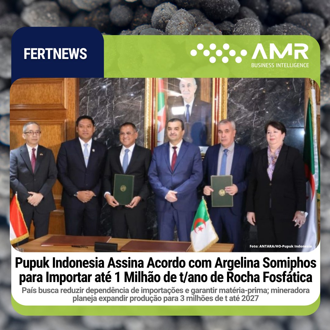 Capa da postagem Pupuk Indonesia Assina Acordo com Argelina Somiphos para Importar até 1 Milhão de t/ano de Rocha Fosfática