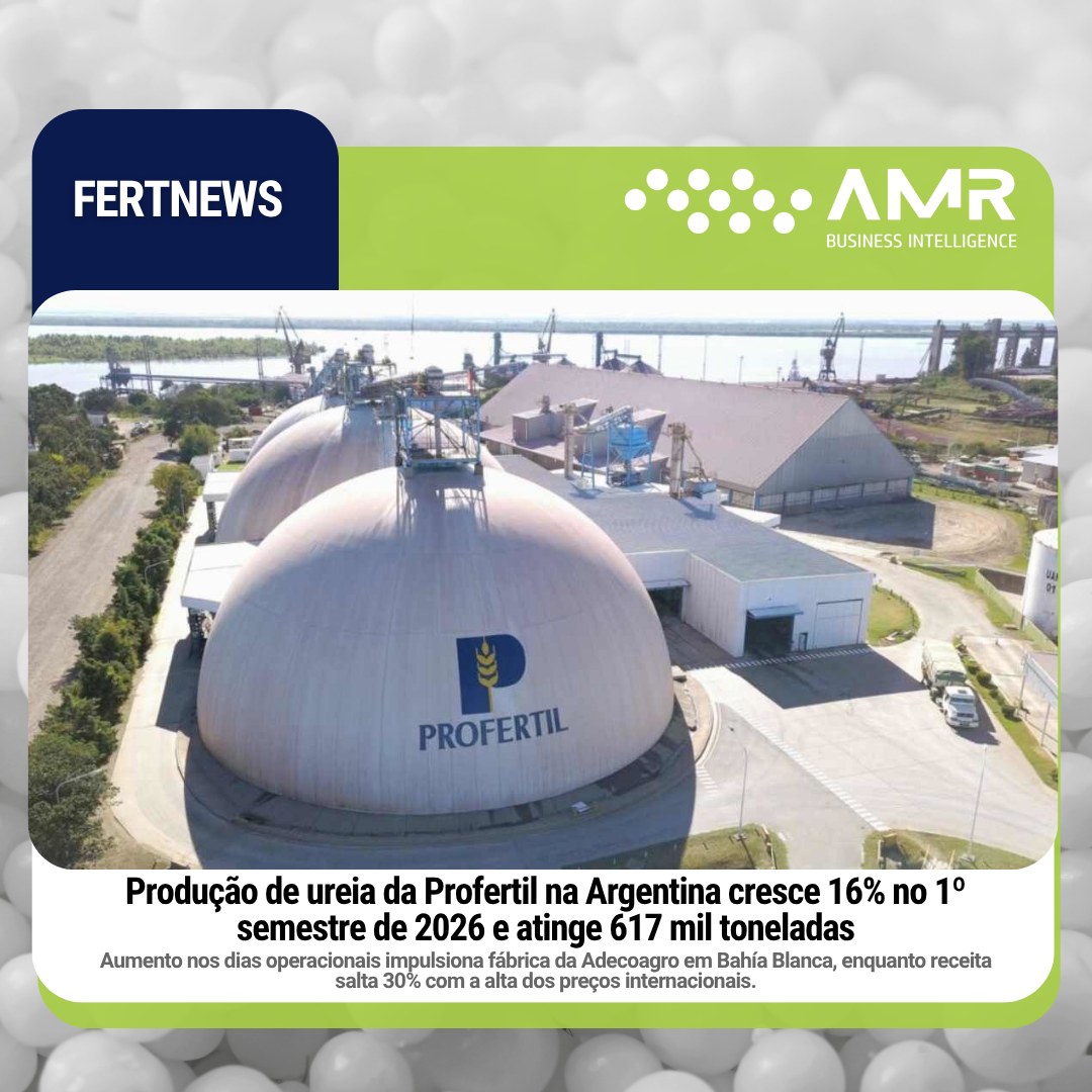 Capa da postagem Produção de ureia da Profertil na Argentina cresce 16% no 1º semestre de 2026 e atinge 617 mil toneladas
