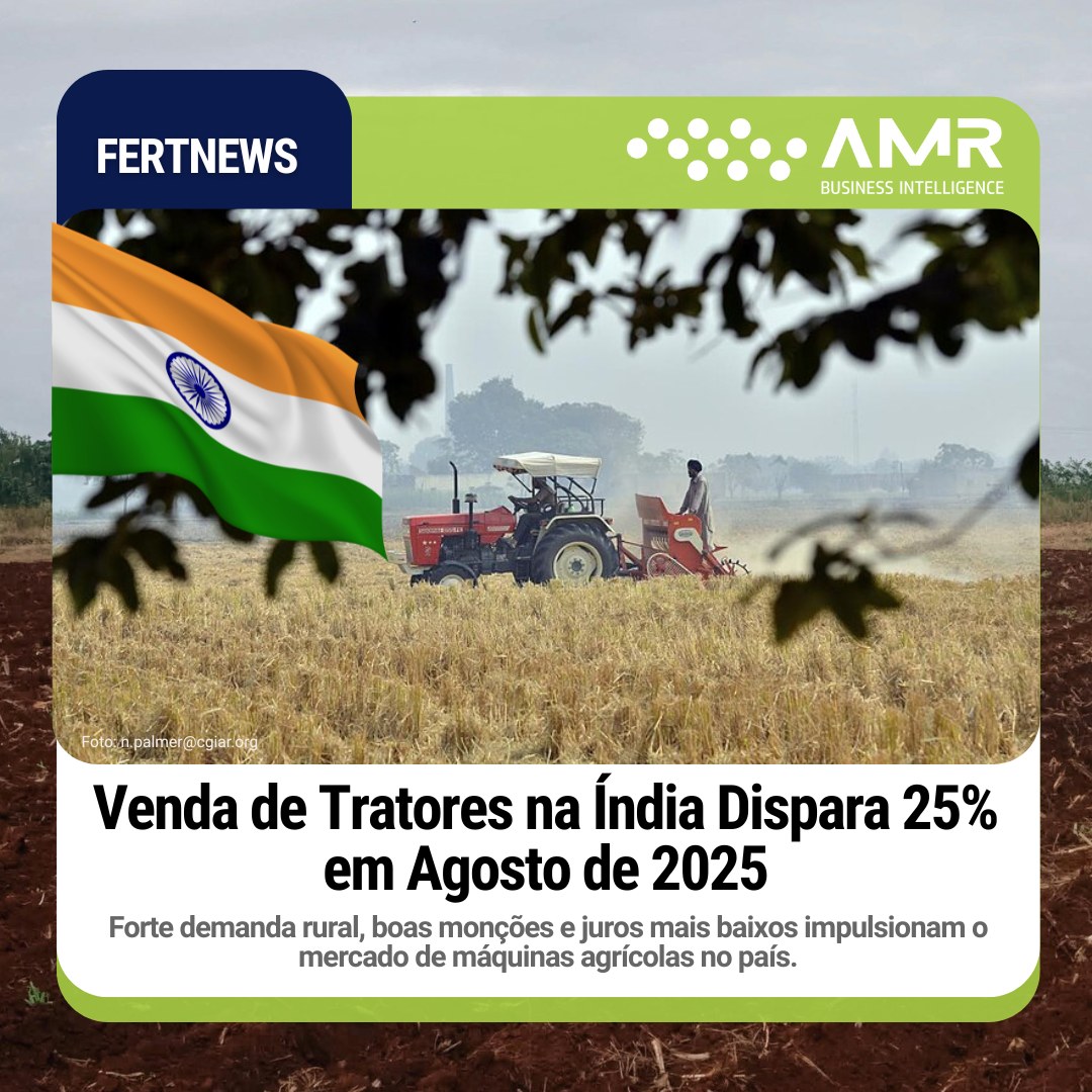 Capa da postagem Venda de Tratores na Índia Dispara 25% em Agosto de 2025