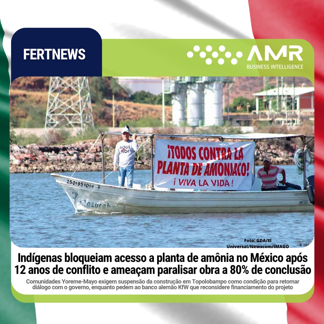 Capa da postagem Indígenas bloqueiam acesso a planta de amônia no México após 12 anos de conflito e ameaçam paralisar obra a 80% de conclusão