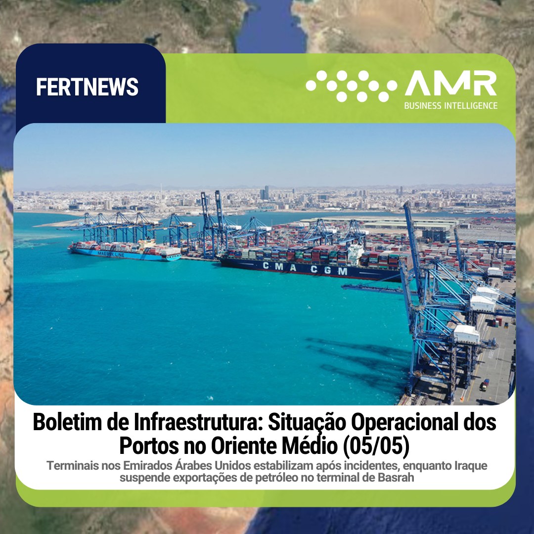 Capa da postagem Boletim de Infraestrutura: Situação Operacional dos Portos no Oriente Médio (05/05)