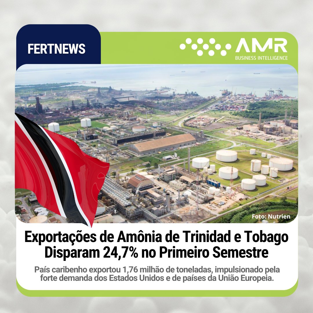 Capa da postagem Exportações de Amônia de Trinidad e Tobago Disparam 24,7% no Primeiro Semestre