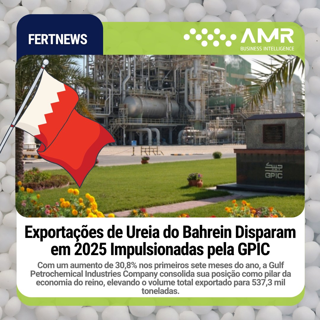 Capa da postagem Exportações de Ureia do Bahrein Disparam em 2025 Impulsionadas pela GPIC