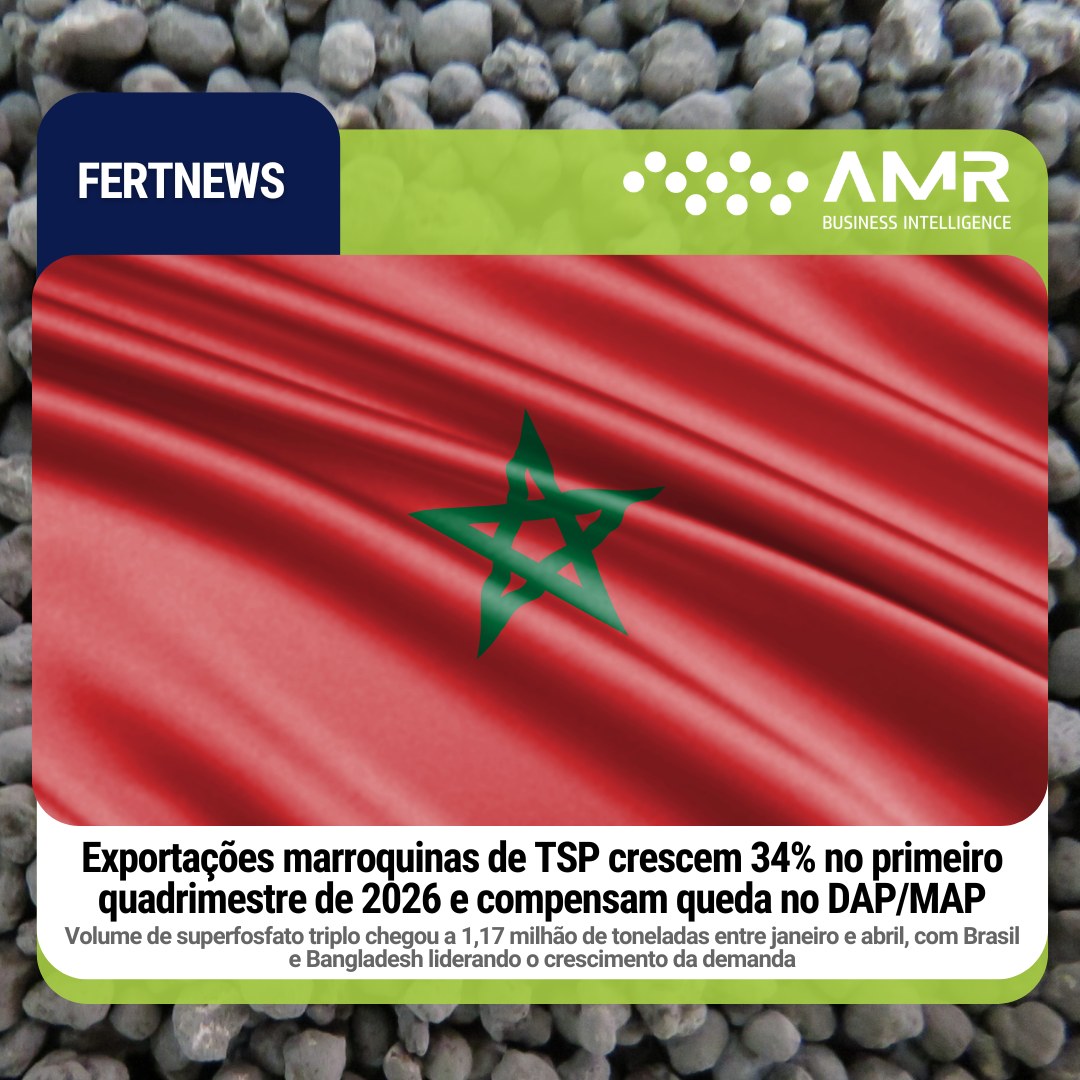 Capa da postagem Exportações marroquinas de TSP crescem 34% no primeiro quadrimestre de 2026 e compensam queda no DAP/MAP