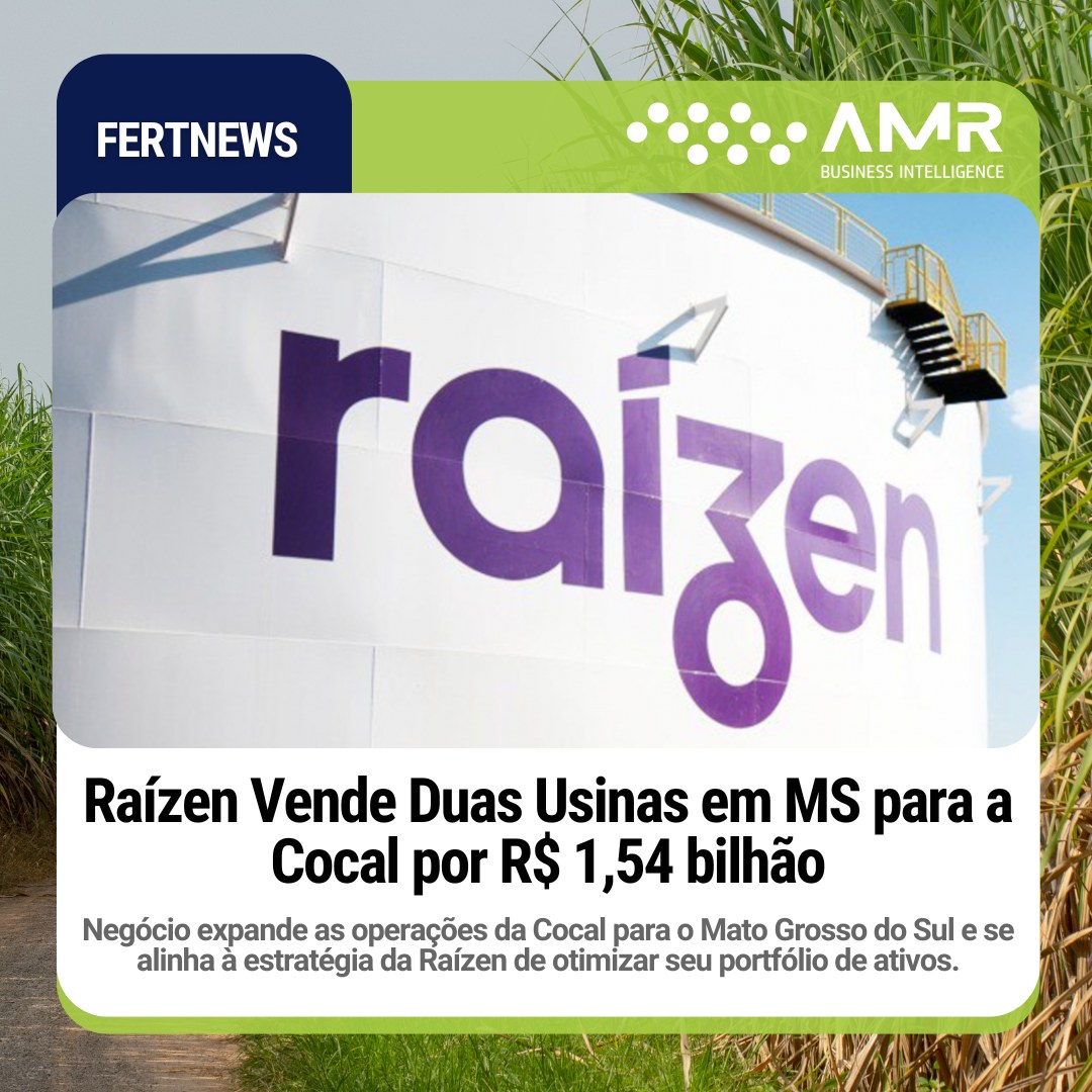 Capa da postagem Raízen Vende Duas Usinas em MS para a Cocal por R$ 1,54 bilhão