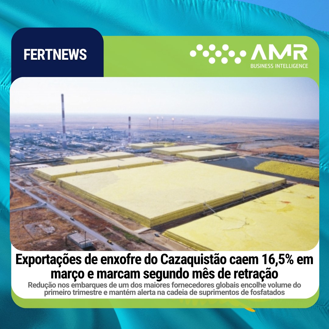 Capa da postagem Exportações de enxofre do Cazaquistão caem 16,5% em março e marcam segundo mês de retração