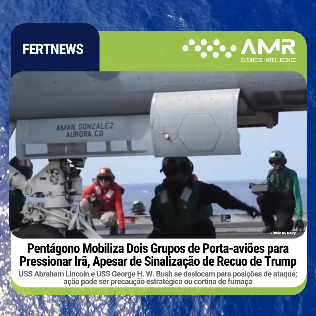 Capa da postagem Pentágono Mobiliza Dois Grupos de Porta-aviões para Pressionar Irã, Apesar de Sinalização de Recuo de Trump
