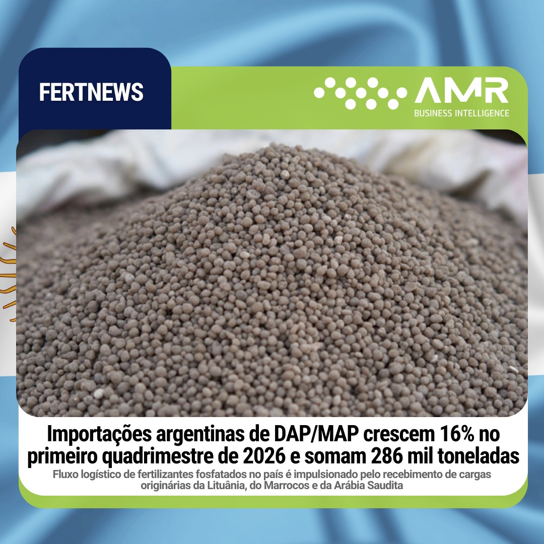 Capa da postagem Importações argentinas de DAP/MAP crescem 16% no primeiro quadrimestre de 2026 e somam 286 mil toneladas