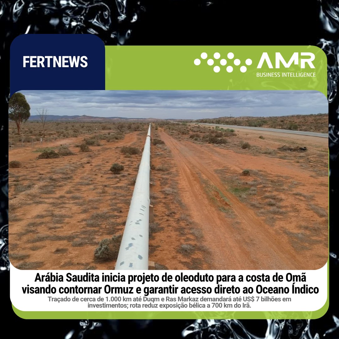 Capa da postagem Arábia Saudita inicia projeto de oleoduto para a costa de Omã visando contornar Ormuz e garantir acesso direto ao Oceano Índico